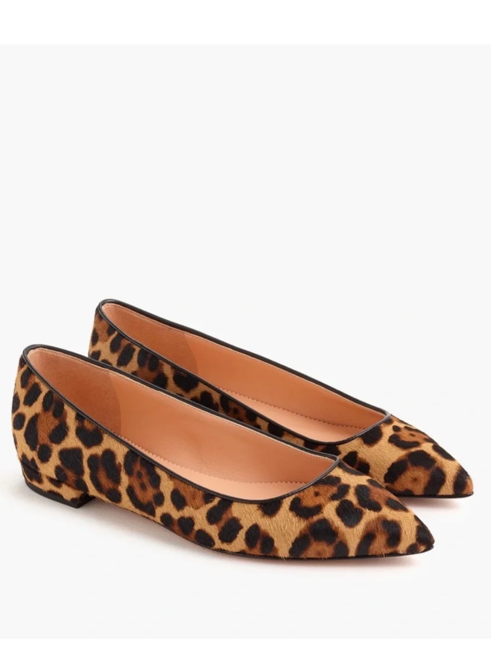 J.Crew Leopard Calf Hair Pointed Toe Ballet Flats Genuine Leather Size 9.5 ~ New